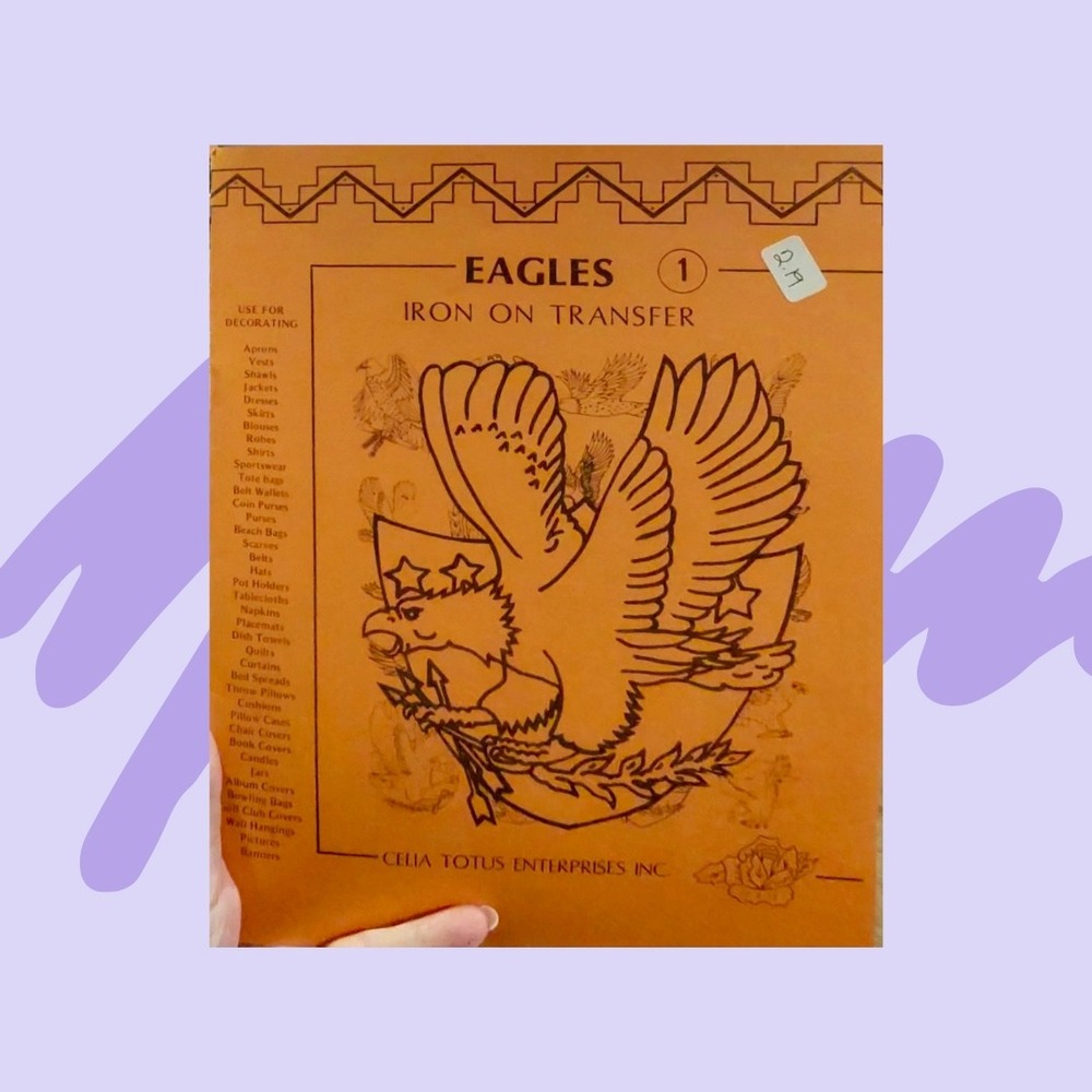Vintage Celia Totus Eagles 1 Iron On Transfer Native American Design Violet Rau